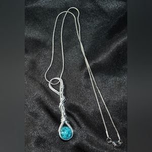 Blue Marble Pendant Necklace